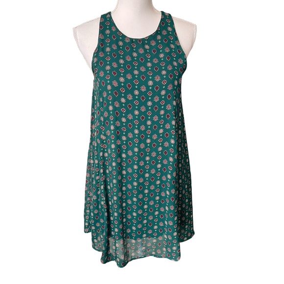 Abercrombie & Fitch Bohemian Print A Line Shift Dress Sleeveless Green Size S - Picture 1 of 12